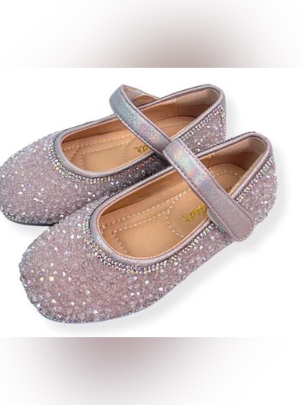 NWOB Doe a Dear Little Girls Pink Bead Stone Flat Shoes - Size 13